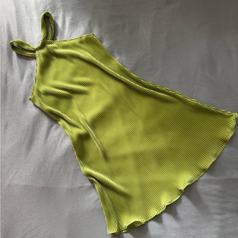Gorgeous Green Ribbed Slip mini Dress